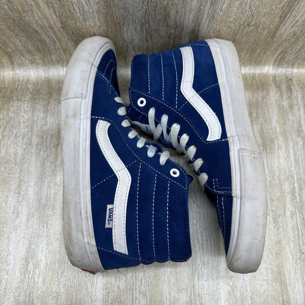 Vans Men 7.5 Womens 9 Shoes Sk8-Hi Pro True Blue White High Top Sneakers - Picture 5 of 8